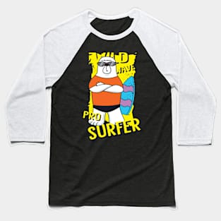 bear surfer cartoon Baseball T-Shirt